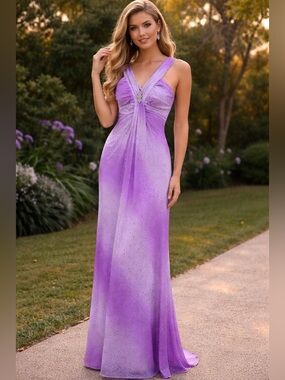 Vintage Y2K Taboo Small Purple Ombre Sparkle Glitter Fairy Whimsigoth Prom Dress